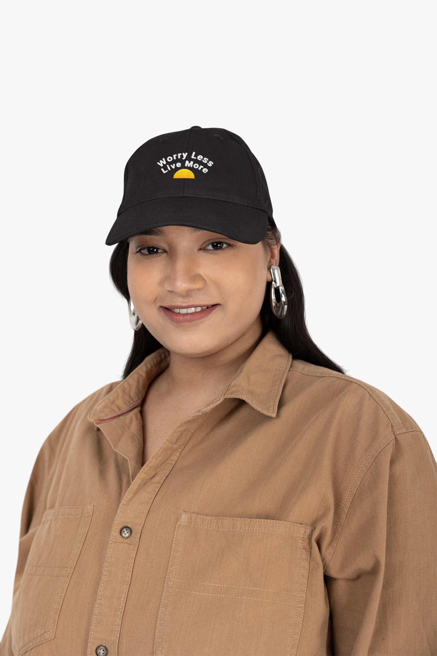 Distressed Dad Hat with Worry Less Live More Embroidery, Casual Sun Hat, Gift for Dads, Relaxed Fit Cap, Everyday Accessory