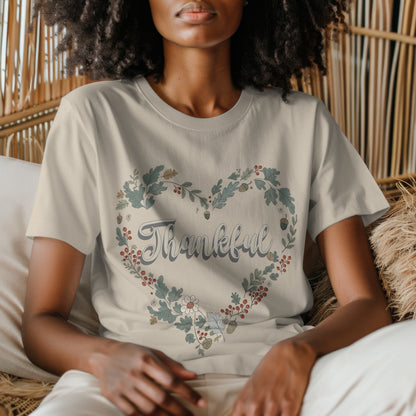 Thankful Floral Heart T-Shirt, Cute Gift for Mom, Mother's Day Tee, Cozy Casual Wear, Heartfelt Gift, woman Vintage Style Shirt