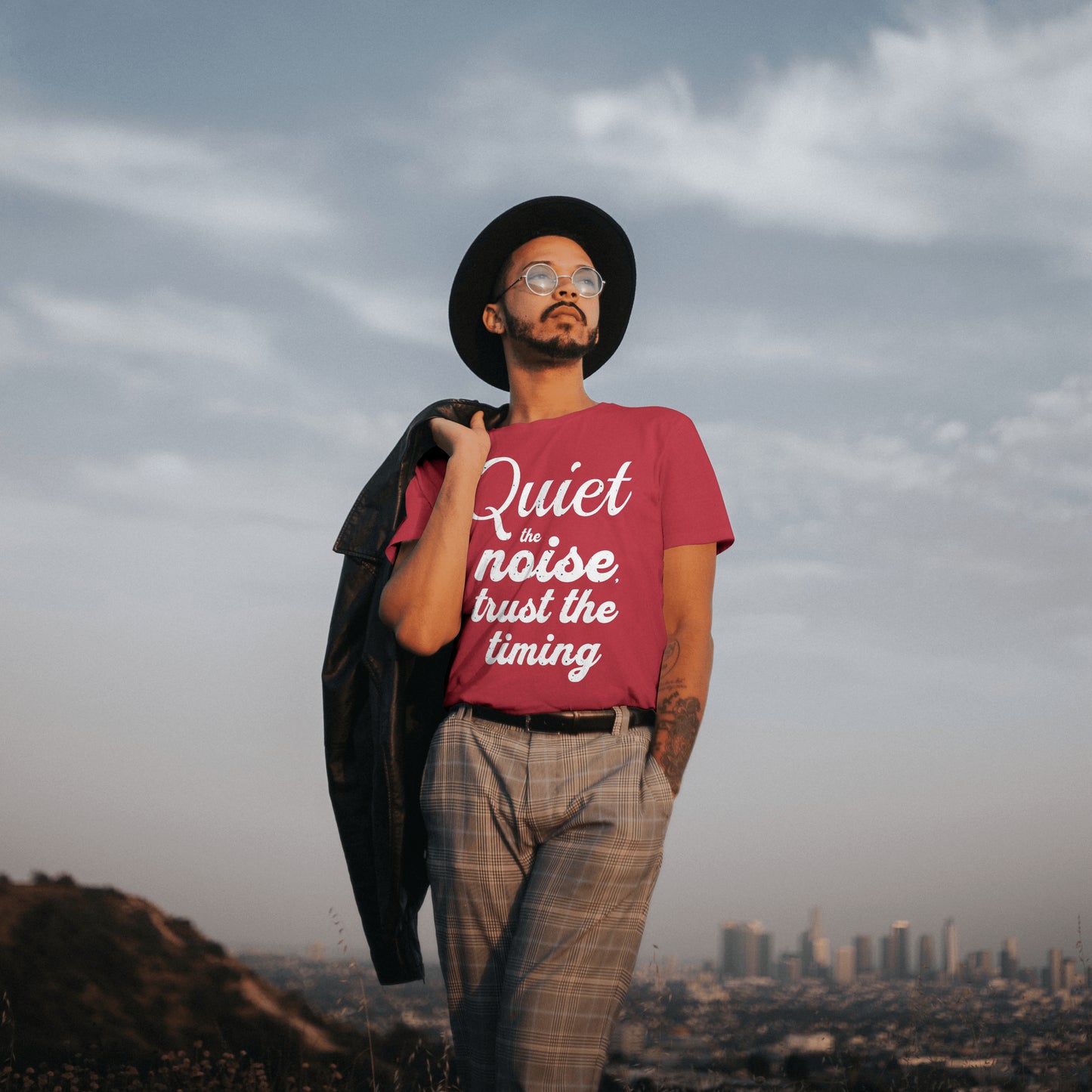 Motivational Quote Unisex T-Shirt - Quiet the Noise, Trust the Timing