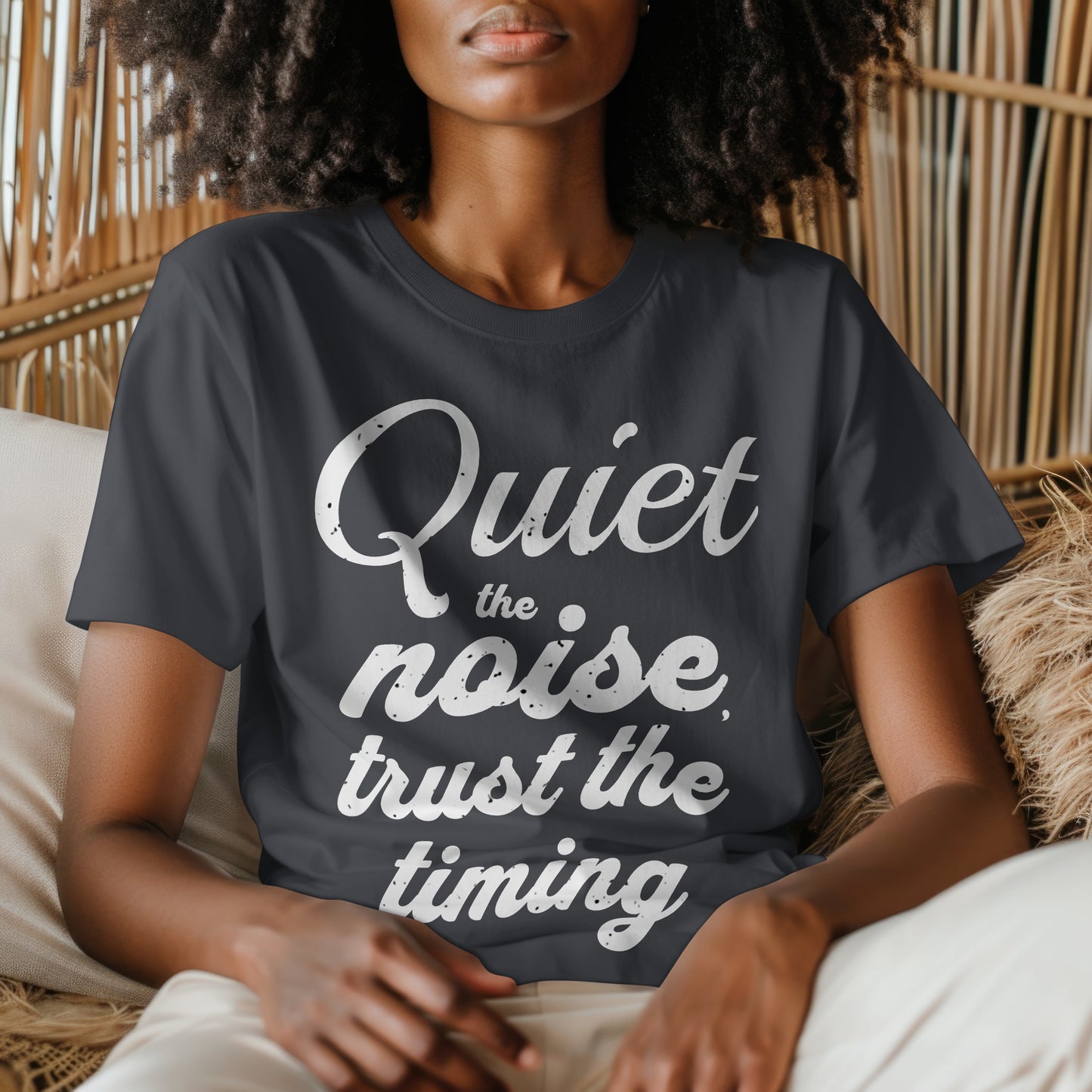 Motivational Quote Unisex T-Shirt - Quiet the Noise, Trust the Timing