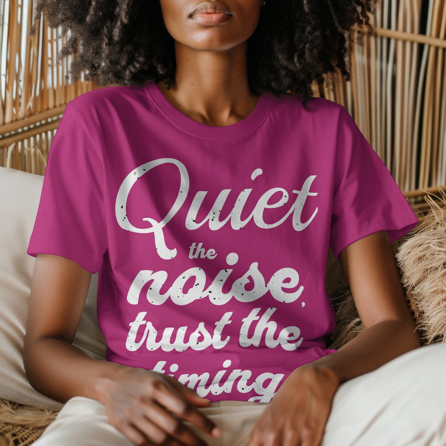 Motivational Quote Unisex T-Shirt - Quiet the Noise, Trust the Timing