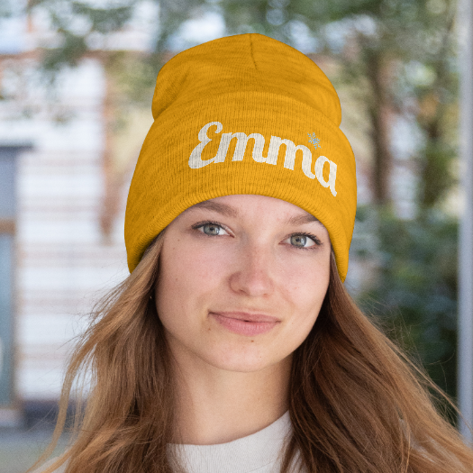 Personalized 'Emma' Embroidered Cuffed Beanie