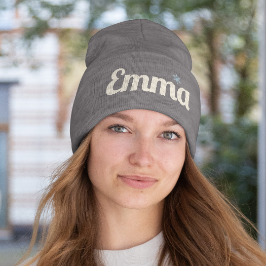 Personalized 'Emma' Embroidered Cuffed Beanie