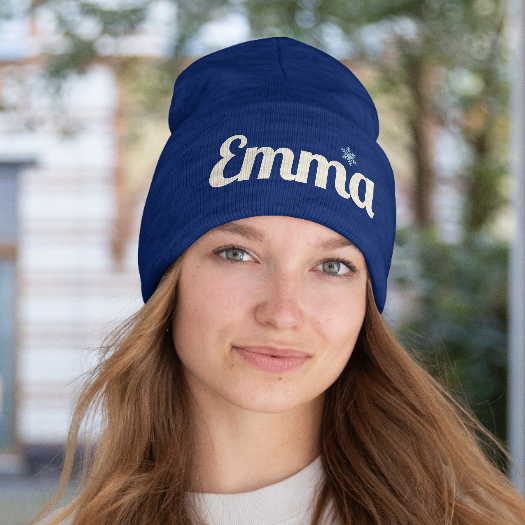 Personalized 'Emma' Embroidered Cuffed Beanie