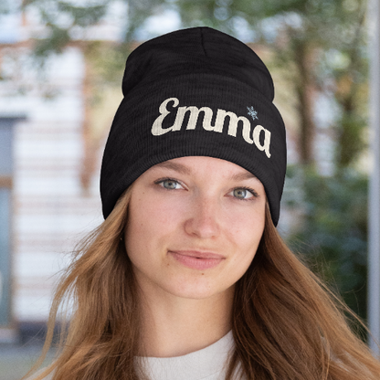 Personalized 'Emma' Embroidered Cuffed Beanie