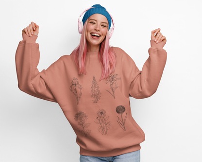 Minimal Botanical Floral Crewneck Sweatshirt