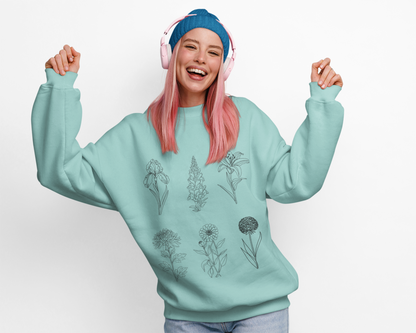 Minimal Botanical Floral Crewneck Sweatshirt