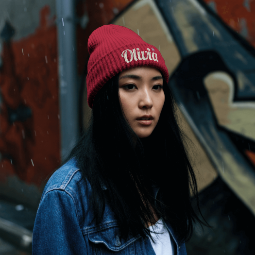 Personalized 'Olivia' Embroidered Cuffed Beanie
