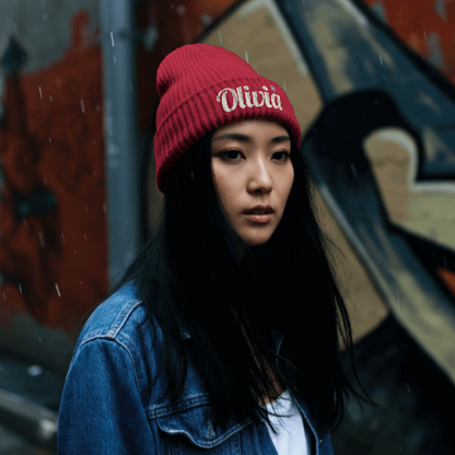 Personalized 'Olivia' Embroidered Cuffed Beanie