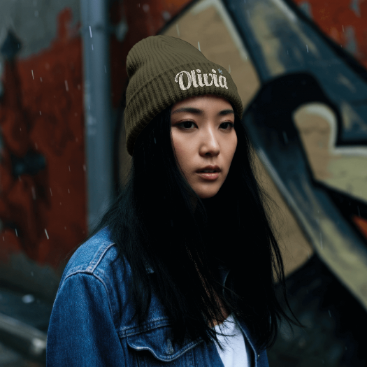 Personalized 'Olivia' Embroidered Cuffed Beanie