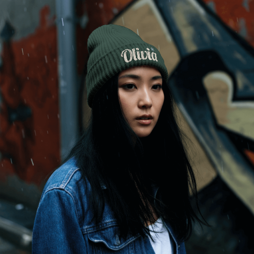Personalized 'Olivia' Embroidered Cuffed Beanie