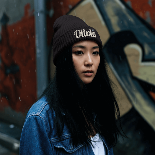 Personalized 'Olivia' Embroidered Cuffed Beanie