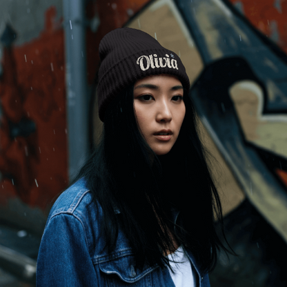 Personalized 'Olivia' Embroidered Cuffed Beanie