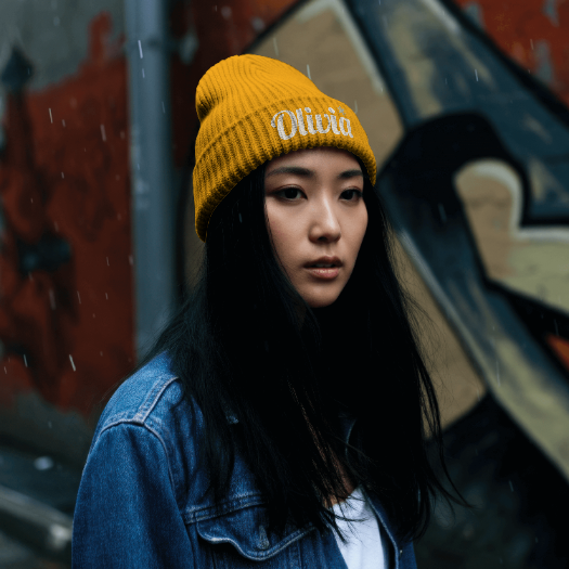 Personalized 'Olivia' Embroidered Cuffed Beanie