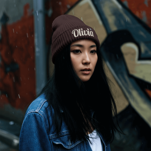 Personalized 'Olivia' Embroidered Cuffed Beanie