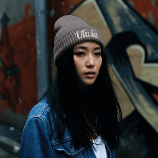 Personalized 'Olivia' Embroidered Cuffed Beanie
