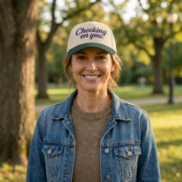 "Checking On You" Embroidered Structured Cap