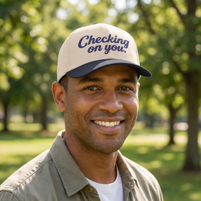 "Checking On You" Embroidered Structured Cap