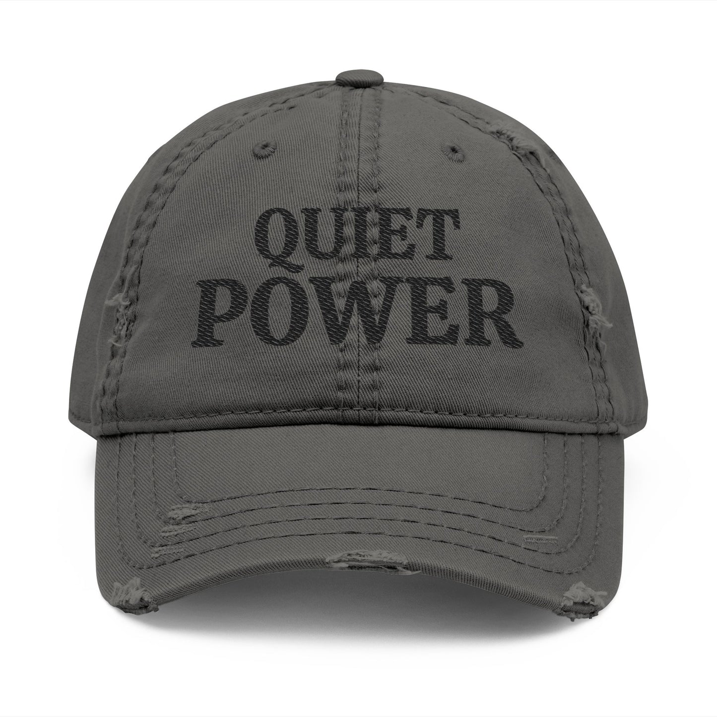 Quiet Power Dad Hat | Distressed Embroidered Baseball Cap