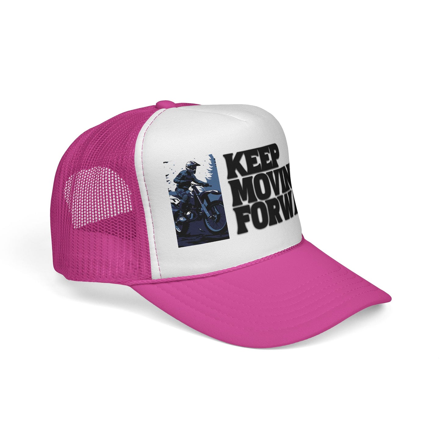 Keep Moving Forward Trucker Cap — Motivational Motorcycle Mesh Hat