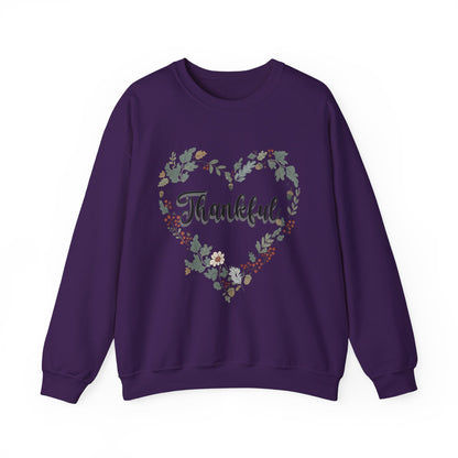 Thankful Heart Crewneck Sweatshirt, Cozy Sweatshirt, Fall Fashion, Thanksgiving Gift, Unisex Pullover, Floral Design