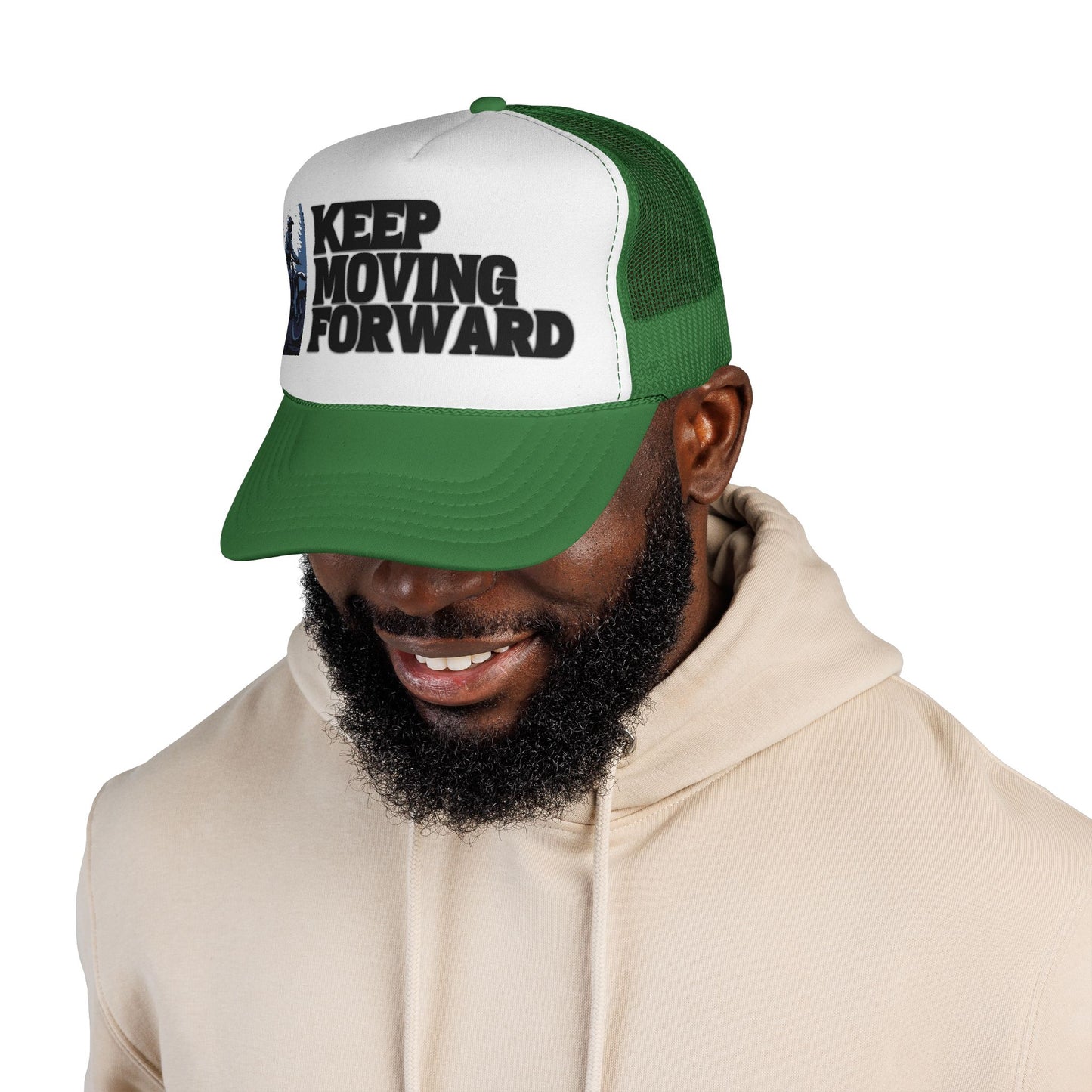 Keep Moving Forward Trucker Cap — Motivational Motorcycle Mesh Hat