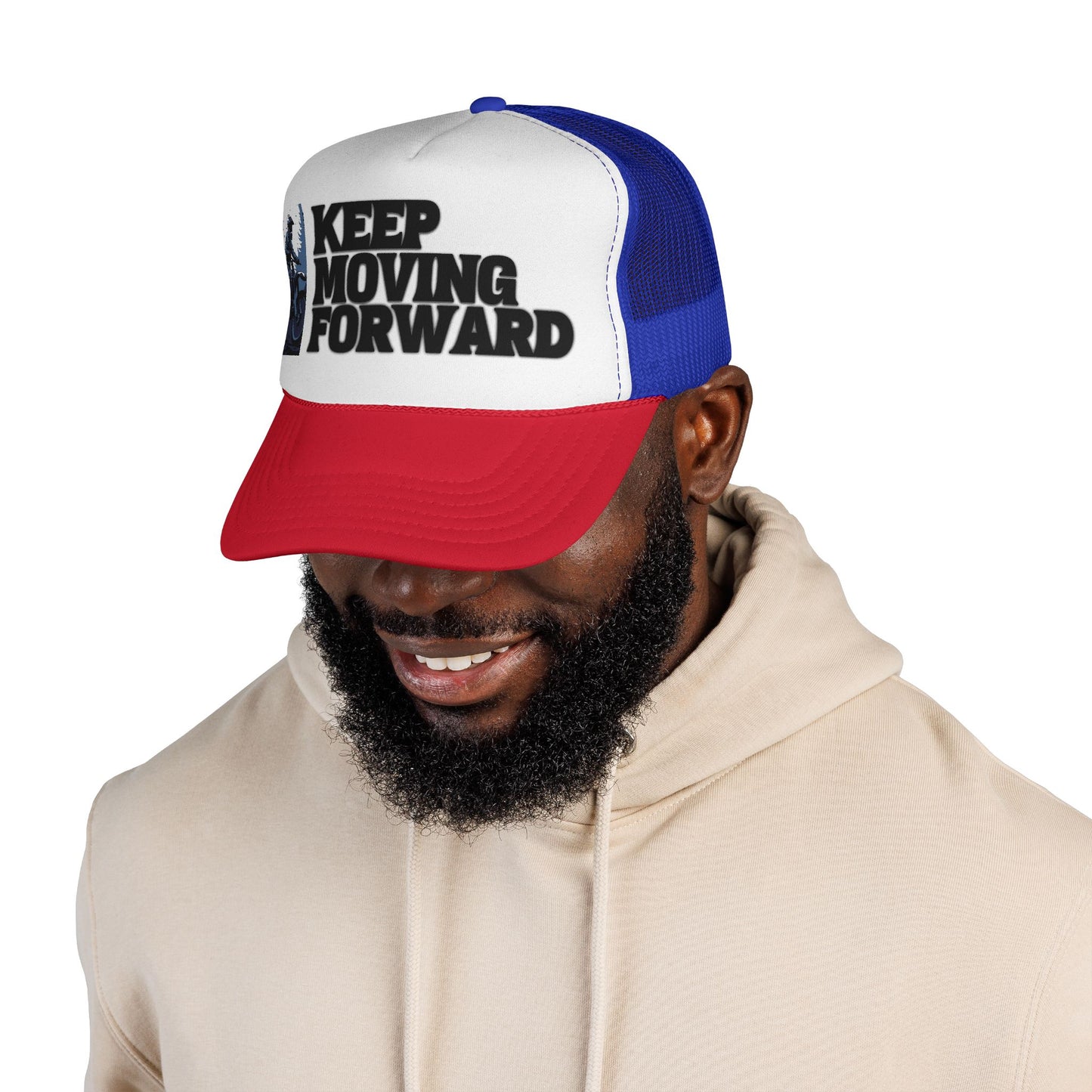 Keep Moving Forward Trucker Cap — Motivational Motorcycle Mesh Hat
