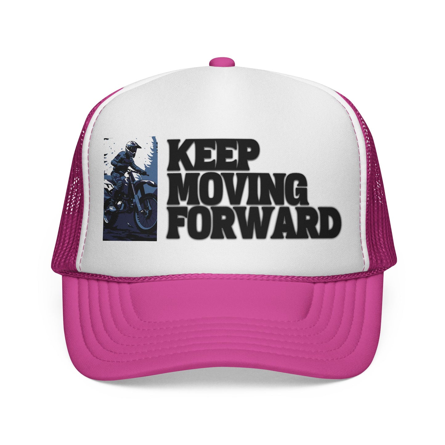 Keep Moving Forward Trucker Cap — Motivational Motorcycle Mesh Hat