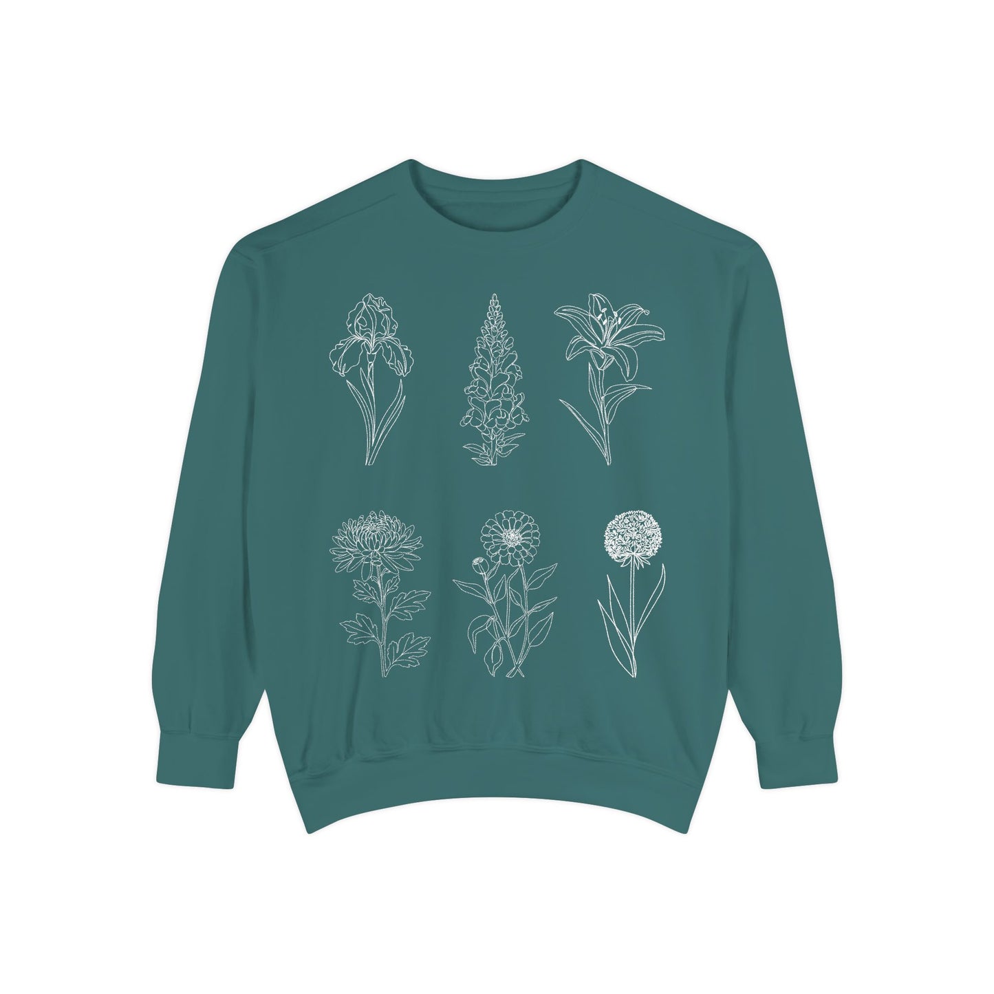 Botanical Sketch Floral Line Art Crewneck