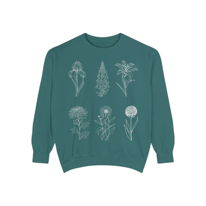 Botanical Sketch Floral Line Art Crewneck