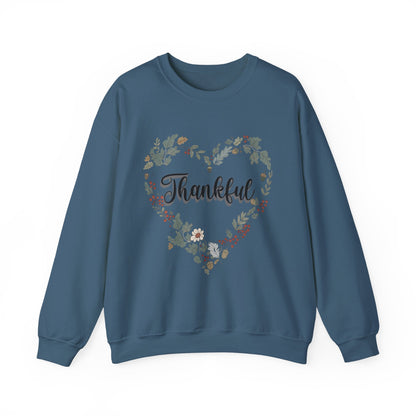 Thankful Heart Crewneck Sweatshirt, Cozy Sweatshirt, Fall Fashion, Thanksgiving Gift, Unisex Pullover, Floral Design