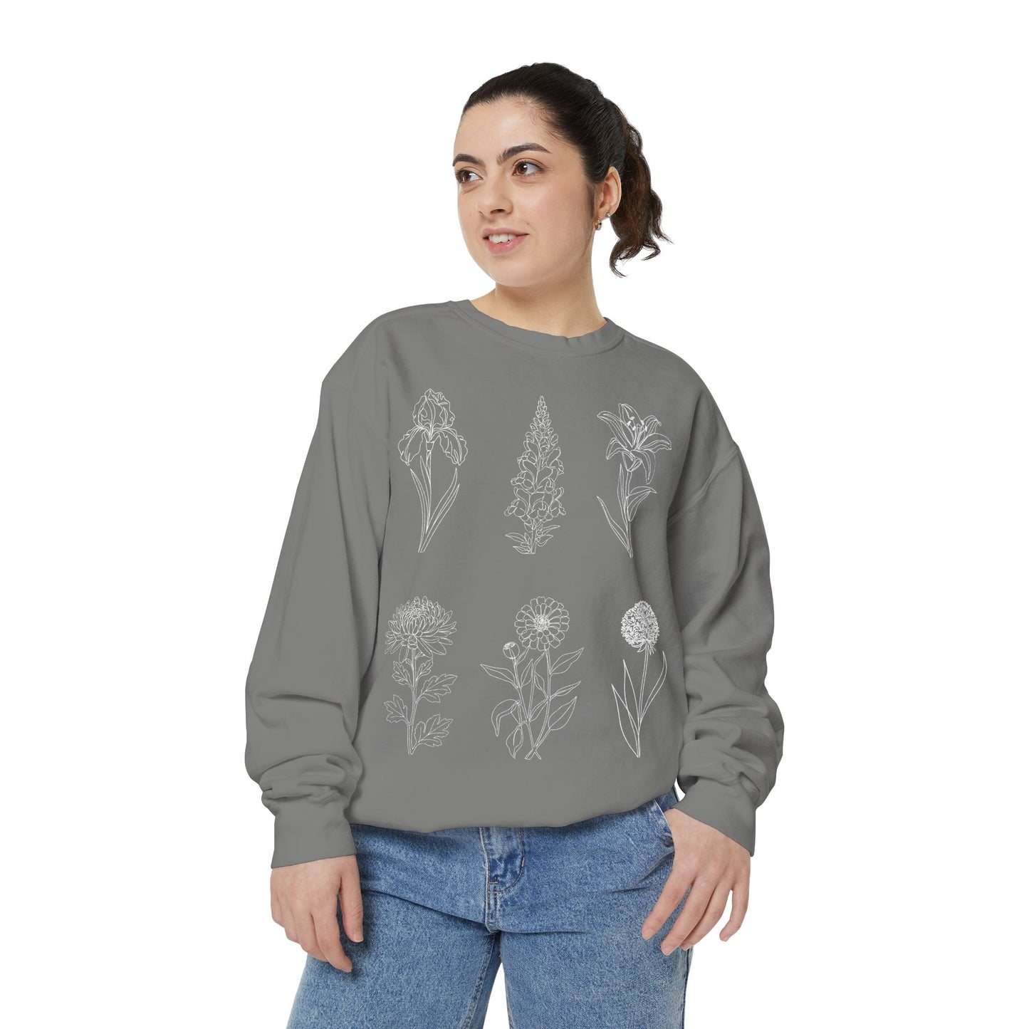 Botanical Sketch Floral Line Art Crewneck