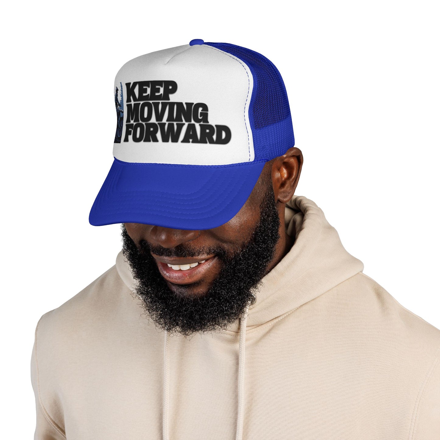 Keep Moving Forward Trucker Cap — Motivational Motorcycle Mesh Hat