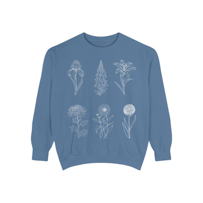 Botanical Sketch Floral Line Art Crewneck