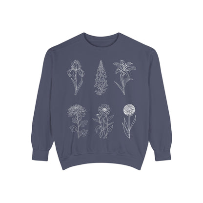 Botanical Sketch Floral Line Art Crewneck
