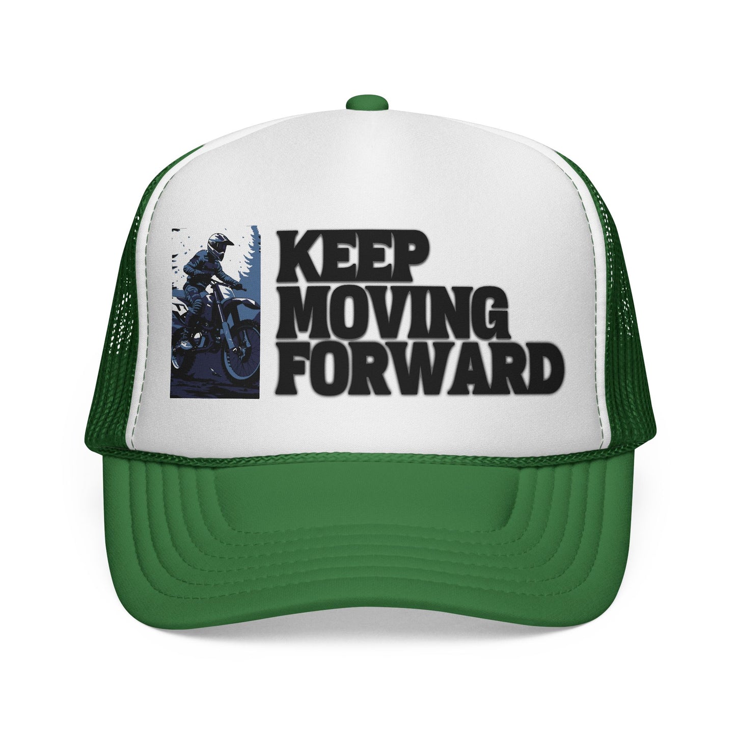 Keep Moving Forward Trucker Cap — Motivational Motorcycle Mesh Hat