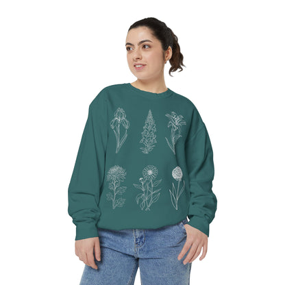 Botanical Sketch Floral Line Art Crewneck