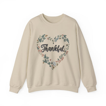 Thankful Heart Crewneck Sweatshirt, Cozy Sweatshirt, Fall Fashion, Thanksgiving Gift, Unisex Pullover, Floral Design