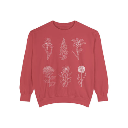 Botanical Sketch Floral Line Art Crewneck