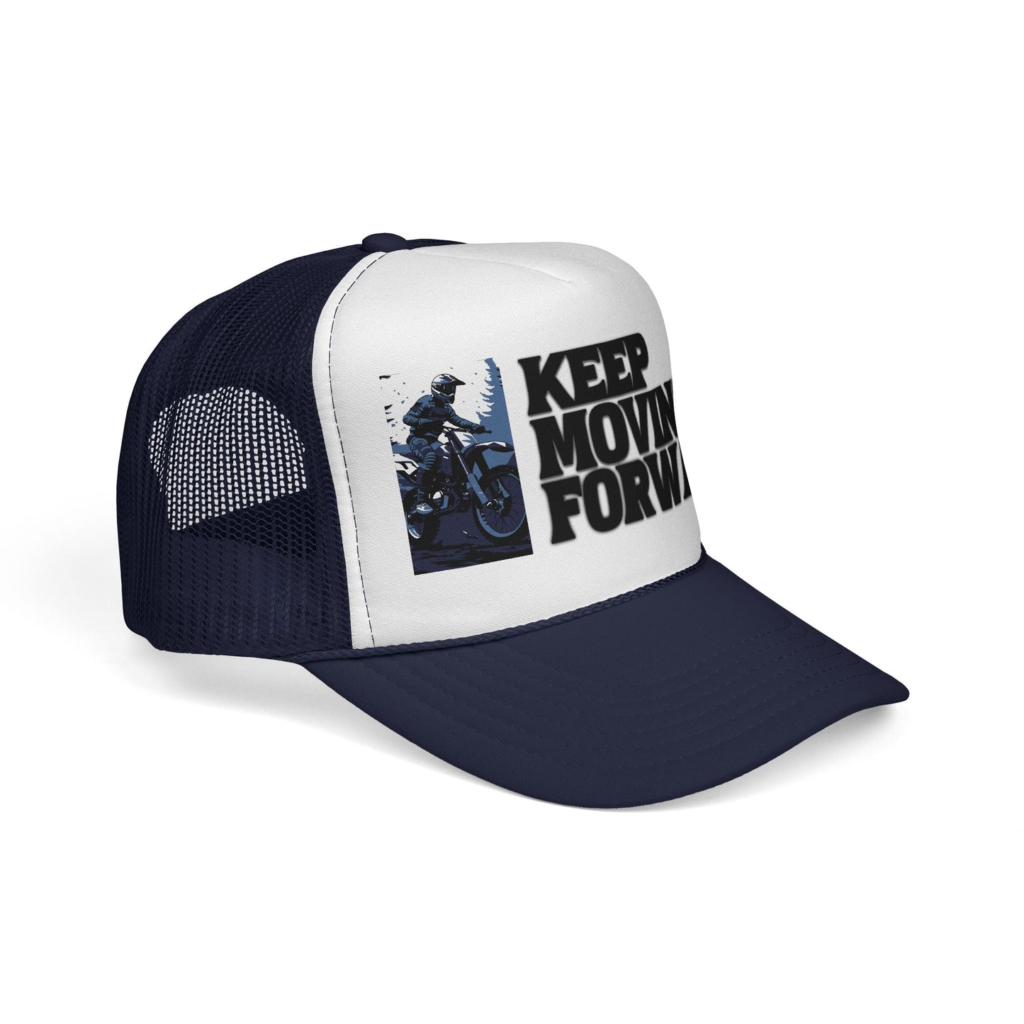 Keep Moving Forward Trucker Cap — Motivational Motorcycle Mesh Hat