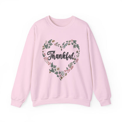 Thankful Heart Crewneck Sweatshirt, Cozy Sweatshirt, Fall Fashion, Thanksgiving Gift, Unisex Pullover, Floral Design