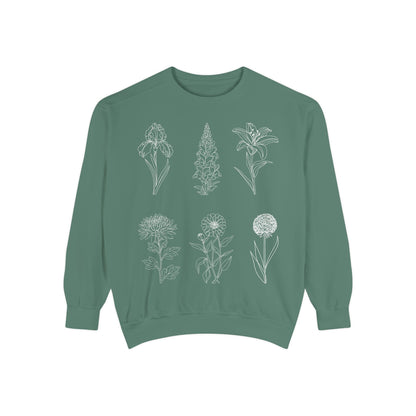 Botanical Sketch Floral Line Art Crewneck