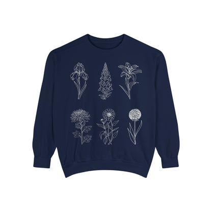 Botanical Sketch Floral Line Art Crewneck