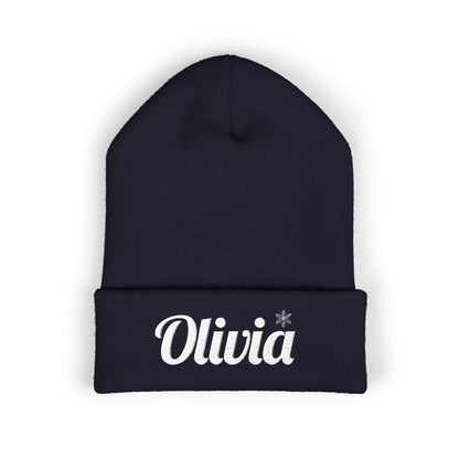 Personalized 'Olivia' Embroidered Cuffed Beanie