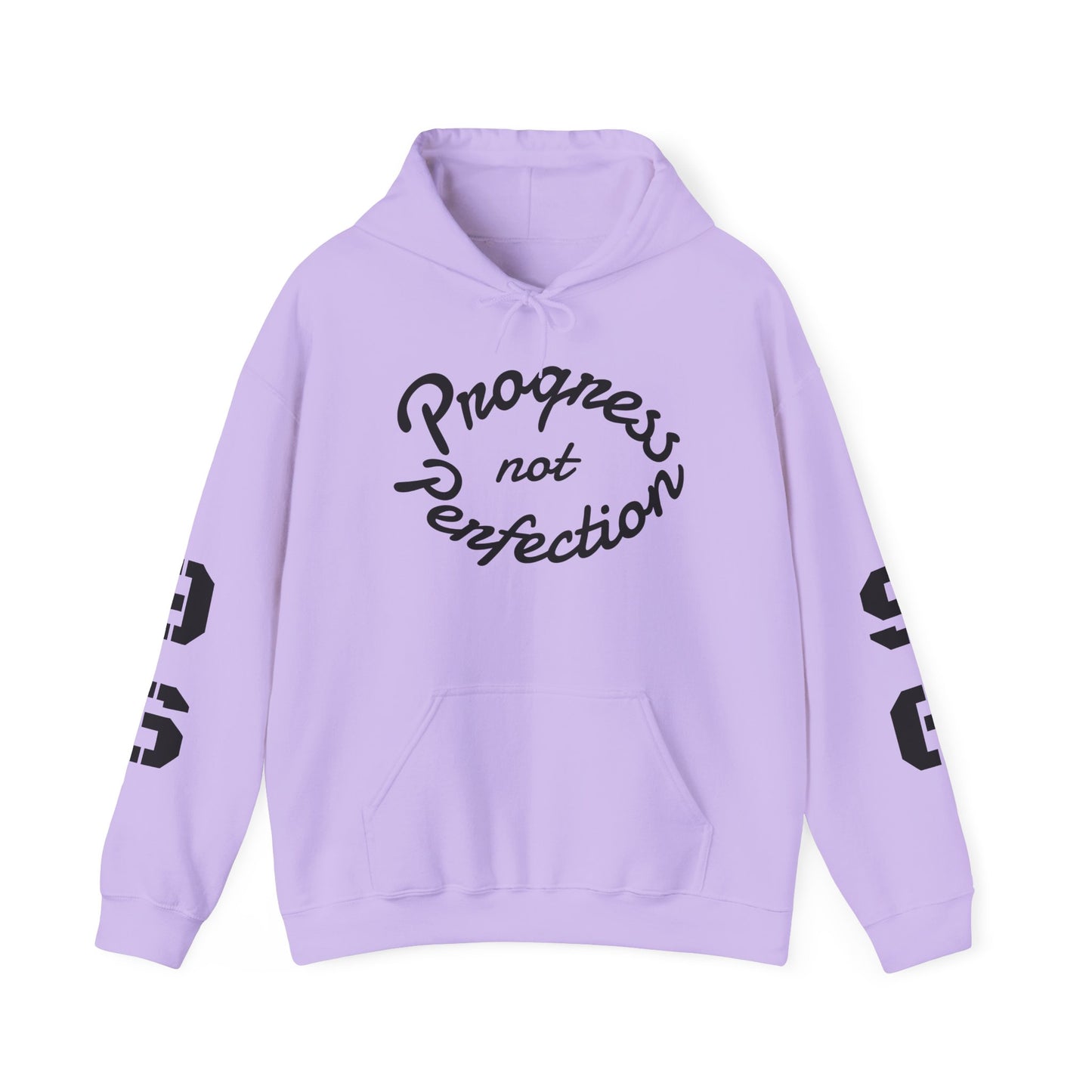 Hooded Sweatshirt with Quote 'Progress, not Perfection'